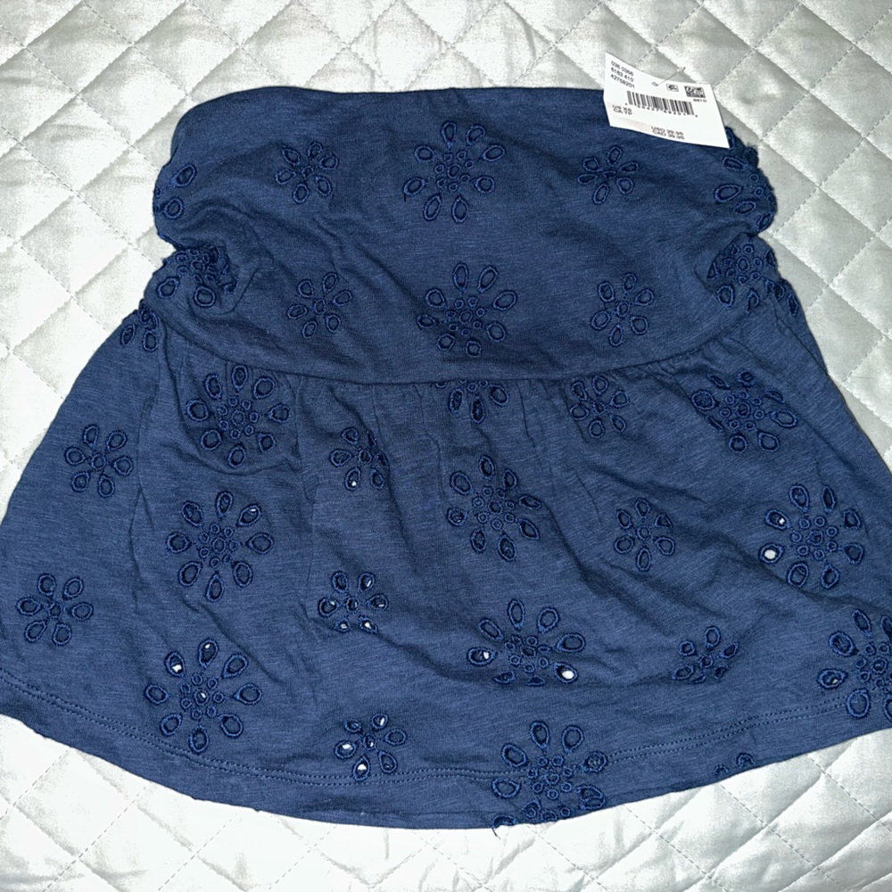 Navy Eyelet Tube Top